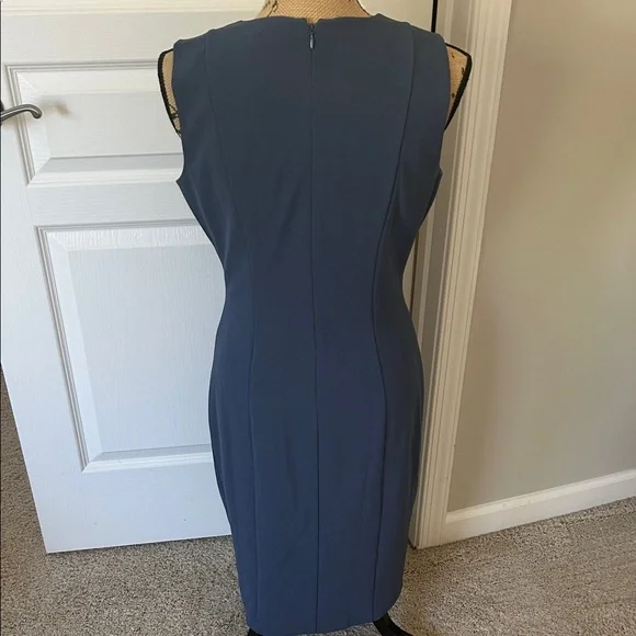 White House Black Market Navy Midi Dress with Gold Buttons - Picture 6 of 6